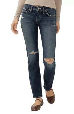 Silver Jeans Co. Britt Low Rise Straight Denim Jeans Bonnie 30x31